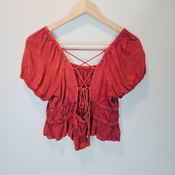 Rebellion Again Cropped Strappy Back Off Shoulder Top Large - Picture 4 of 8